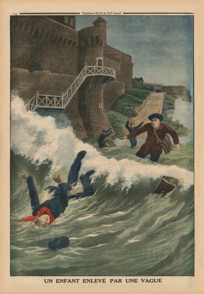 Un enfant emporté par une vague, Saint-Malo, illustration de couverture de 